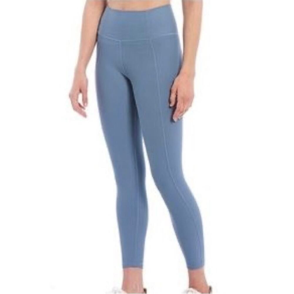 Kinesis Women's Size XS Leggings Blue High Waisted 7/8 Ankle Crop Pull On Solid